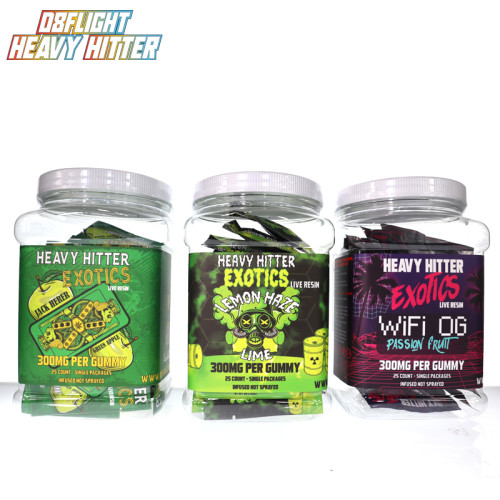 D8FLIGHT HEAVY HITTERS DELTA 8 LIVE RESIN EXOTICS GUMMIES 7500MG/1CT/25PK JAR 
